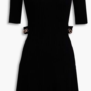 NWT MAJE rain, cut out knit ribbed, mini black dress